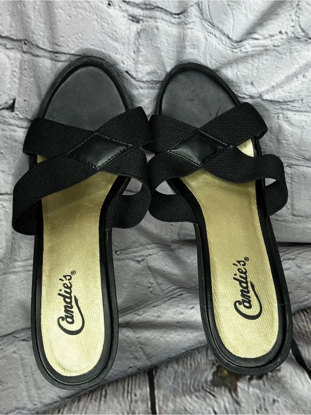 Vtg y2k Candies 90s Grunge Mall Goth Criss Cross Platform Wavy Wedge Sandals 7